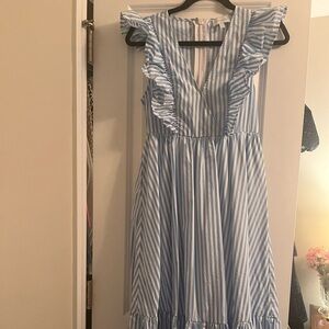 Sugarlips Size XS Blue and White Striped Midi Dress